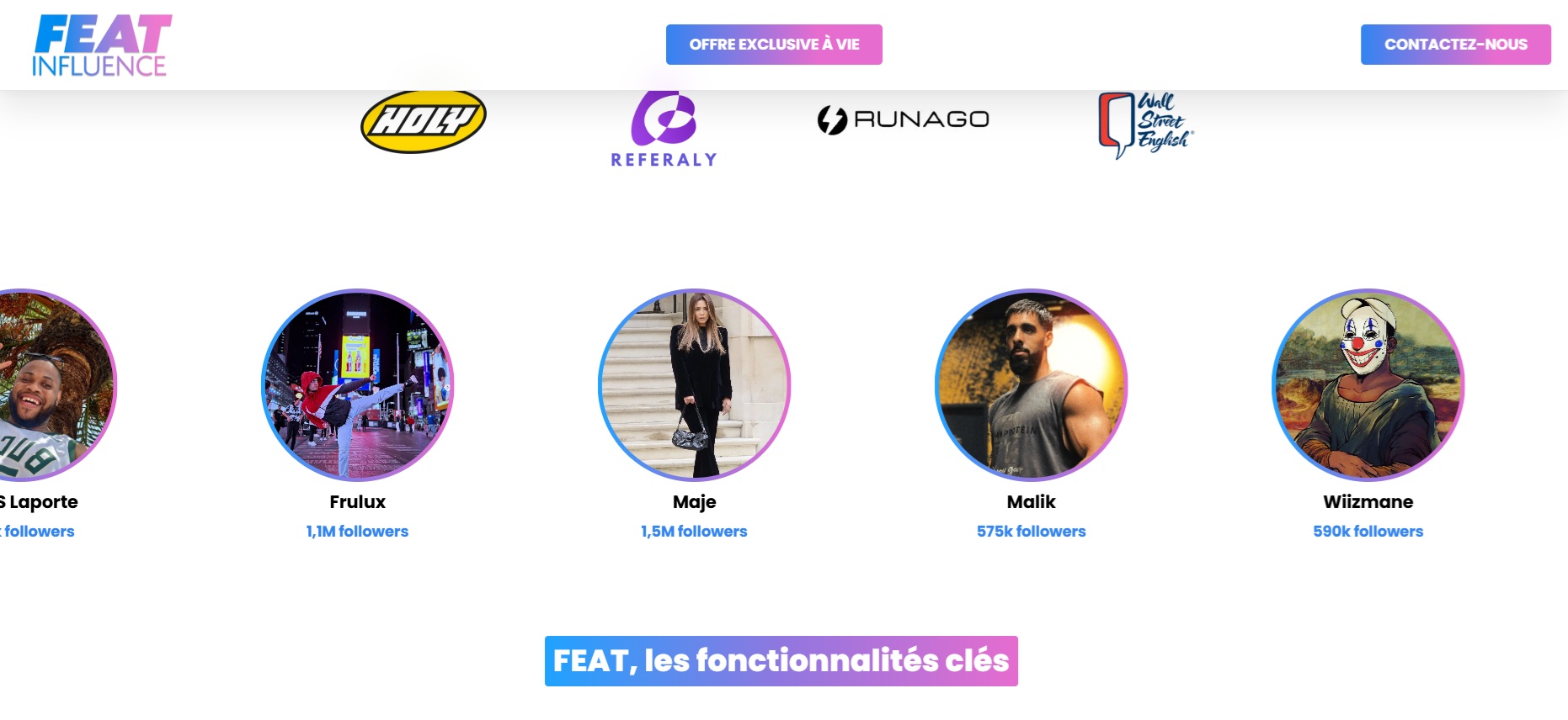 Site internet FEAT Influence